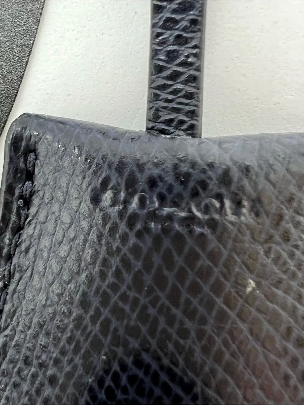 Coach Dark Navy Lizard Embossed Leather Turnlock Clochette Bag Charm Key Fob